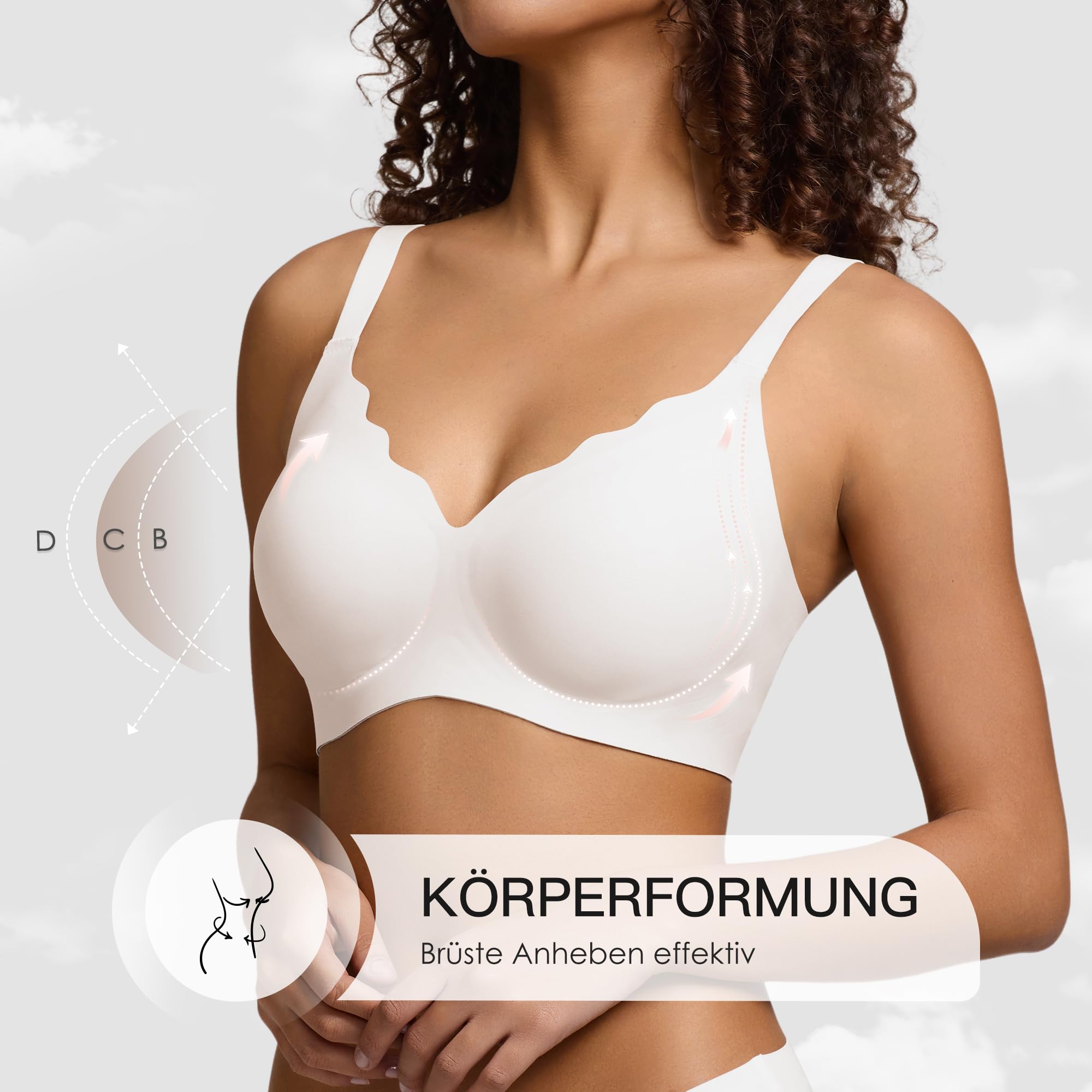DEANGELMON BH Damen ohne Bügel Starker Halt Seamless Bügelloser BHS Bequem Komfort Push up Jelly BH Nahtloser Tshirt Bra