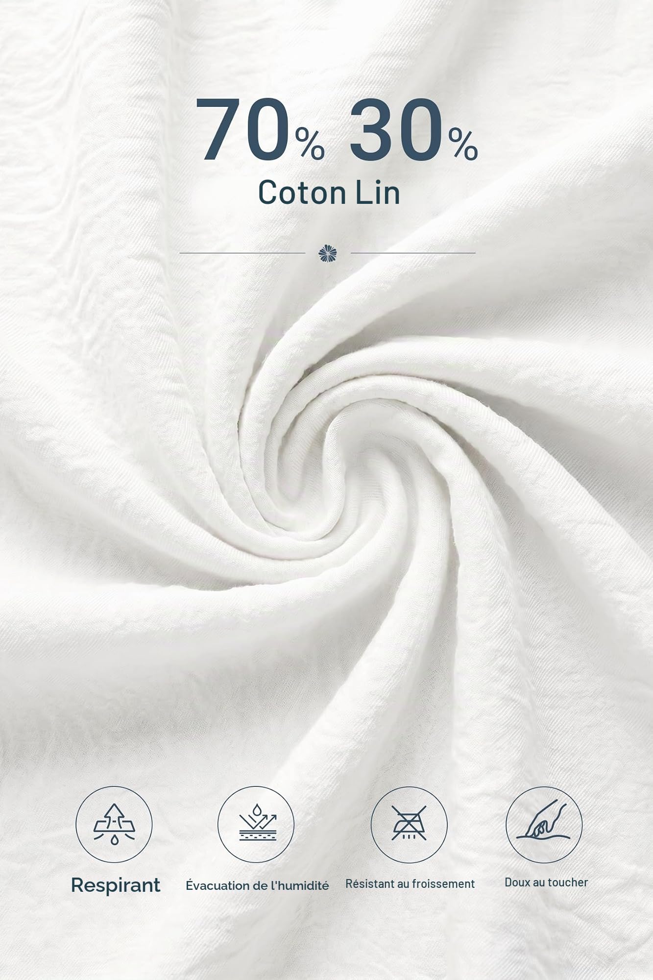 Enlision Chemise Homme Manches Courtes Lin et Coton, Chemises Été sans Col en V Léger à Bouton et Poche Poitrine, Tenue Décontractée Plage Casual T Shirt Taille S-4XL