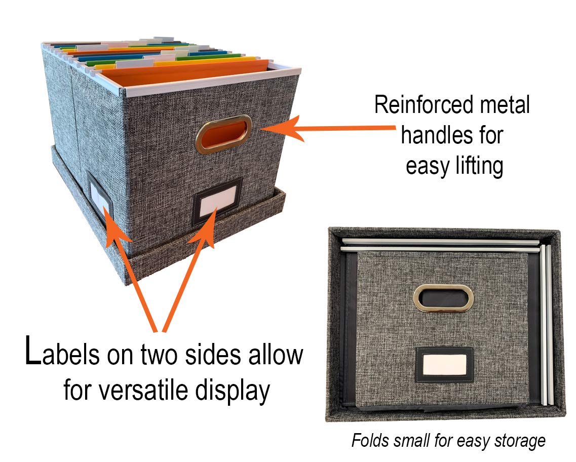 SUPERJARE Updated File Box for Hanging Files, Set of 2, Storage Office Box with 60 lbs Weight