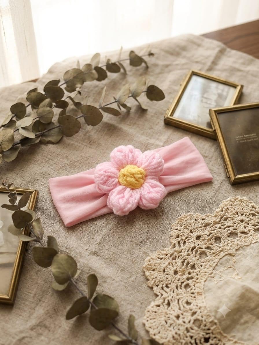 Korean Baby Crochet Elastic Headband for Baby Girls, Super Soft Cotton Turban Bow Hair Band, Stretchable Knotted Hair Wrap for Newborn, Infant and Toddler Daily Wear, Pack of 1-image-43