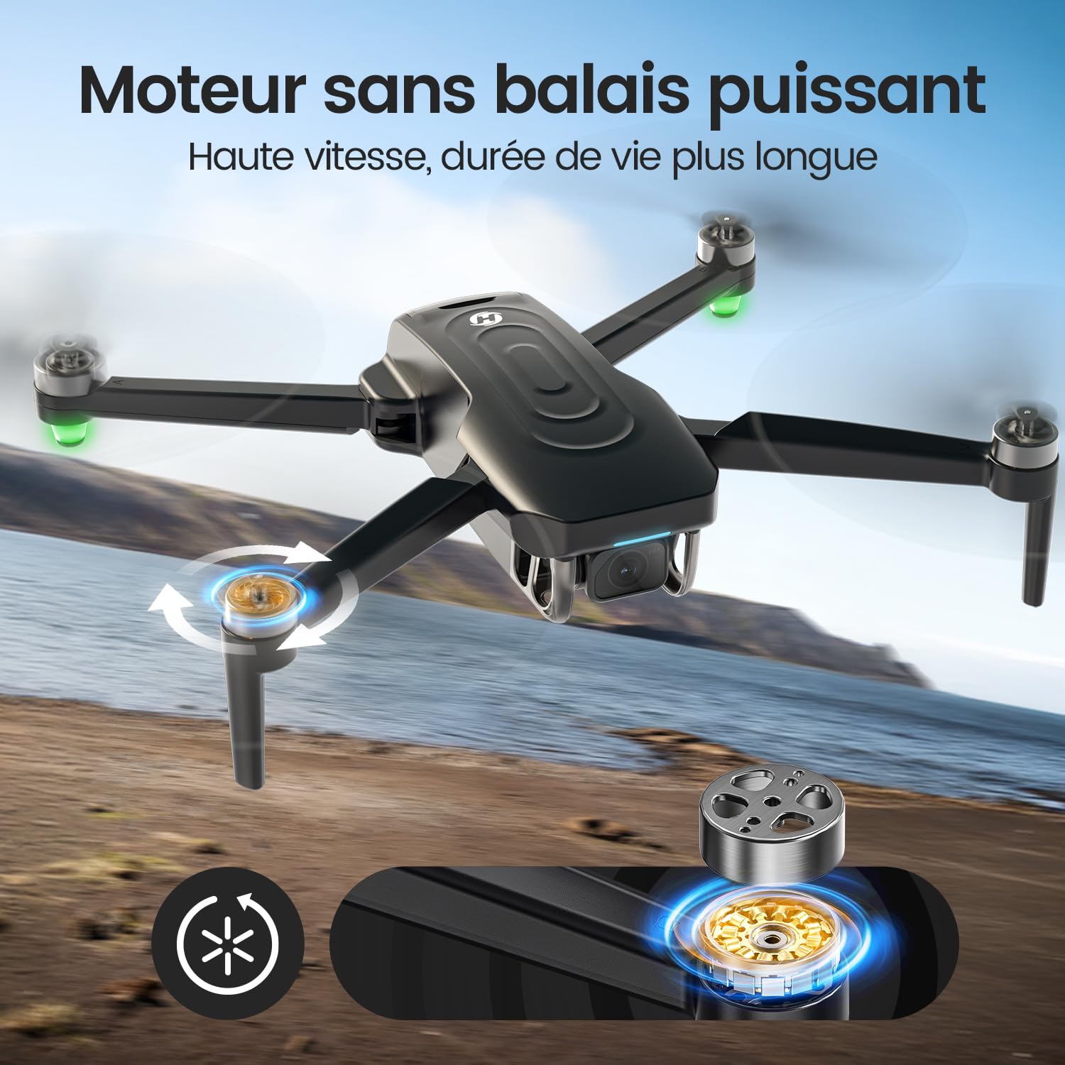 Holy Stone HS175G Drone GPS 8K EIS, Quadricoptère Pliable FPV pour Adultes Débutants, Moteur sans Balais, Suivez-Moi, Vol Circulaire, Maintien d'Altitude, Vol de 60 Minutes, Moins de 249g, C0