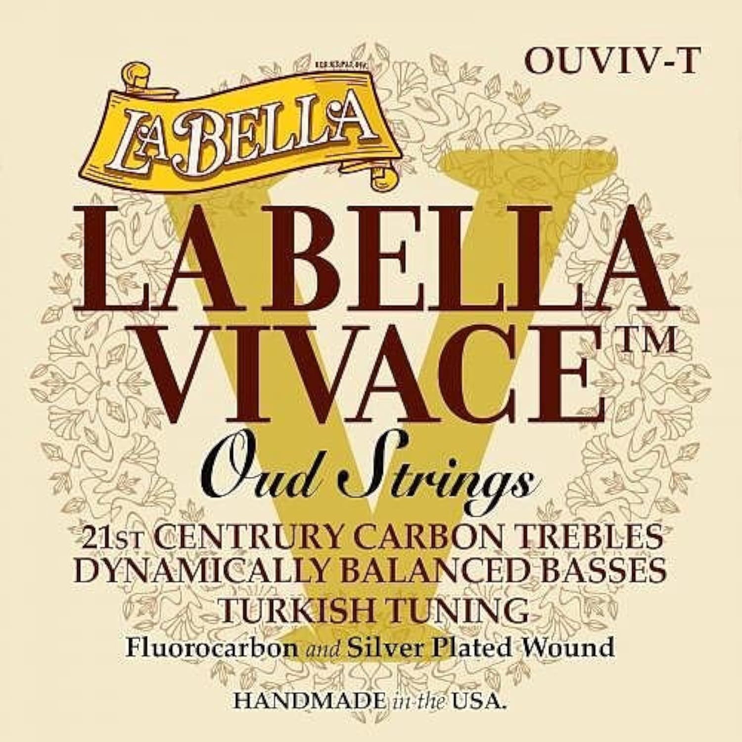 La Bella VIVACE OUD OUVIV-T - Cuerdas para Oud (fluorocarbono/plata, 11 cuerdas)