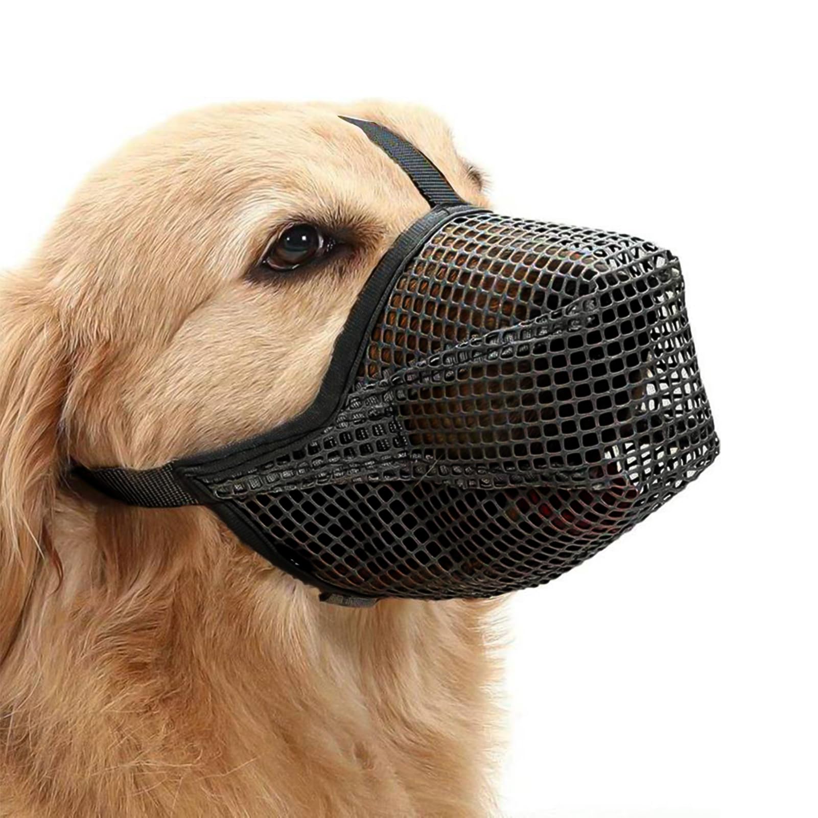 Bozal de perro Bozales de Boca de Perro Transpirable de Malla de Nylon Bozal para Perros Malla Ajustables Pequeños Medianos Grandes Suave con Correas de Velcro para Evitar Morder Masticar y Ladrar (L)