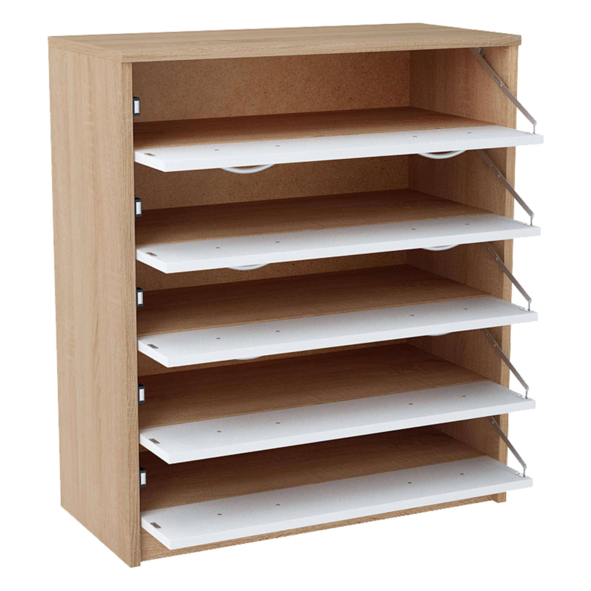 ZAZA Home Schoenenkast Met 3 Kleppen Schoenenrek Tipplepr Schoenenkast Eikenkleurig Verstelbaar 60 X 24 X 12 Cm Eiken Look Lbc03nl
