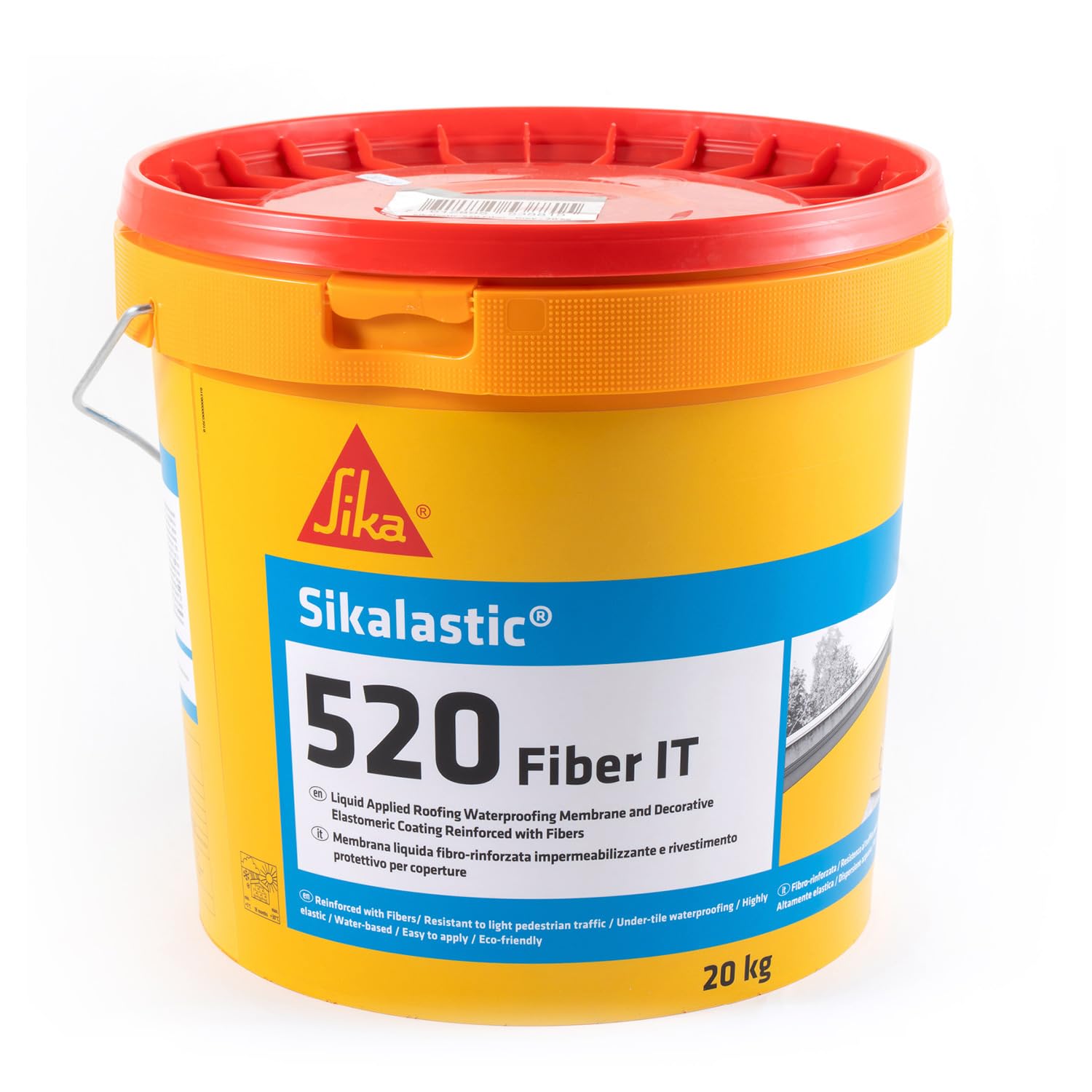 Sika - Sikalastic-​520 Fiber IT, Grigio - Membrana liquida impermeabilizzante - Rivestimento decorativo elastomerico - Resistente ai raggi UV - 20kg