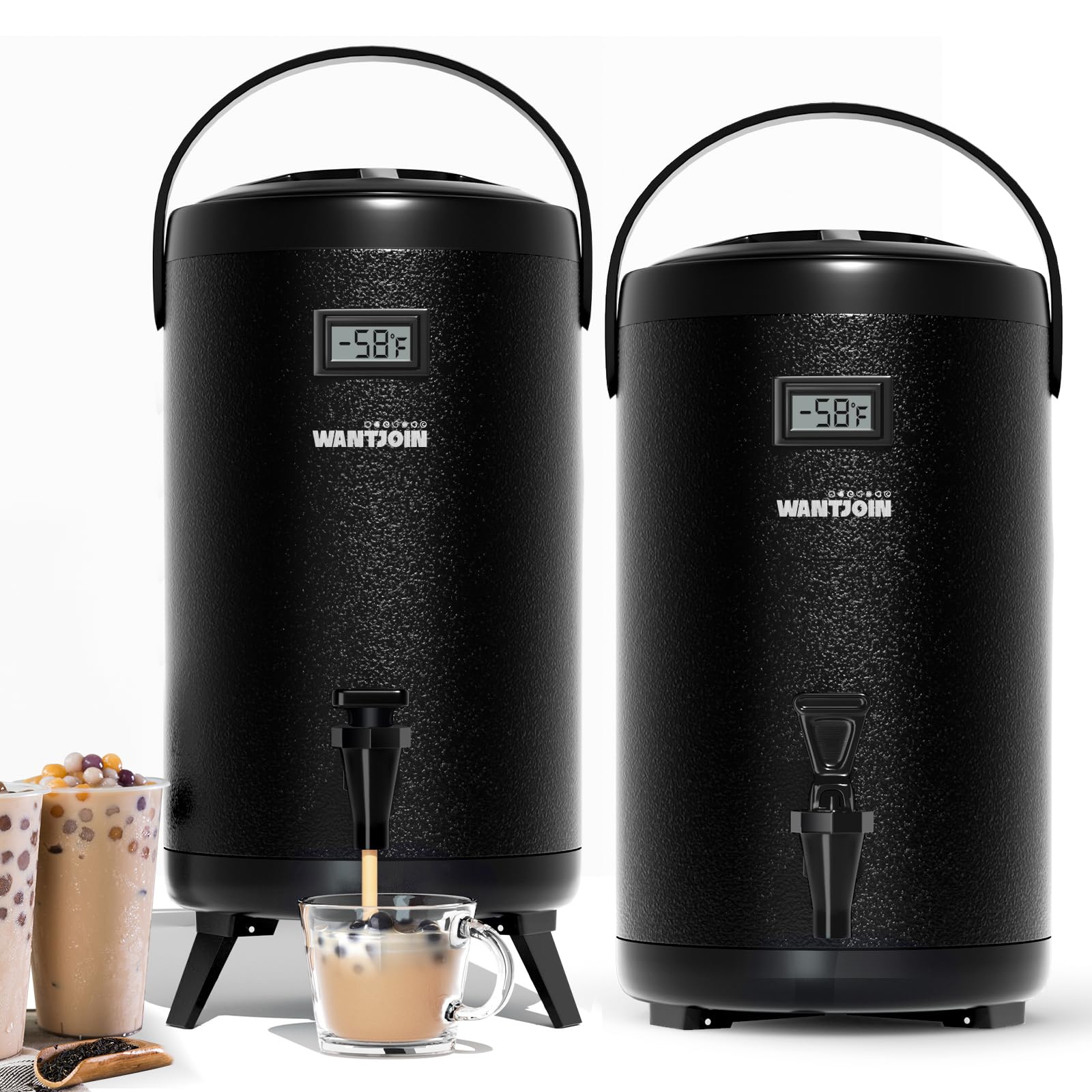 WantJoin2-Pack Insulated Beverage Dispenser-Thermal Hot and Cold Beverage Dispenser Tea Dispenser Stainless Steel 12L/3.2Gal Hot Drink Dispenser with Spigot for Hot Tea&Coffee,Cold Milk,Water,Juice
