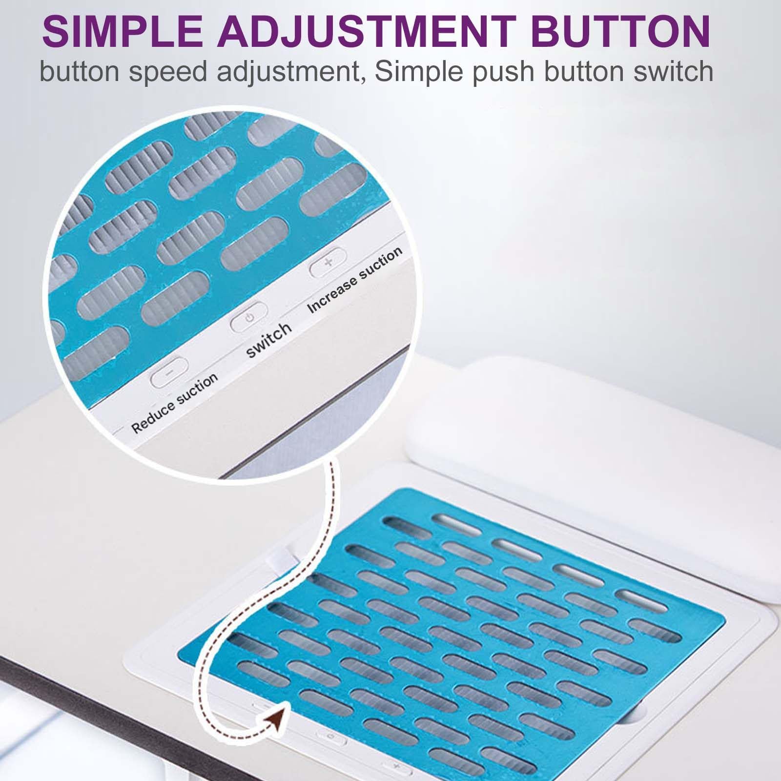 Tavolo per Nail Art Composito con Aspiratore di Polvere per Unghie Integrato, Aspirapolvere Automatico per Nail Art per La Casa, Elemento Filtrante Riutilizzabile Blue