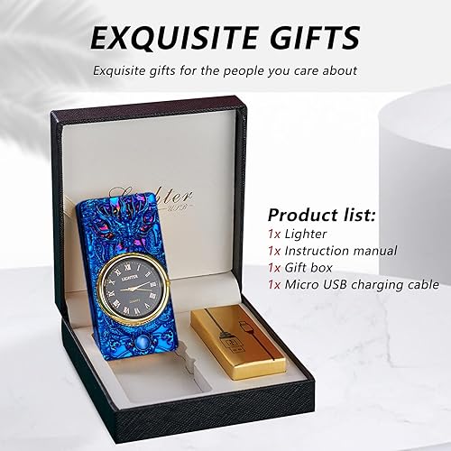 Miniatura 6 de BABOBIU Encendedor eléctrico USB recargable con delfín, resistente al viento, sin llama, con doble arco de plasma para velas, incienso, fuegos