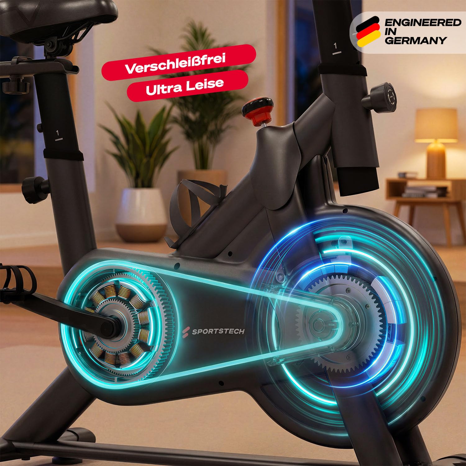 Sportstech Heimtrainer Fahrrad Ergometer SX175 – Hometrainer Fitnessbike mit Magnetwiderstand & App, ultraleise, Indoor Cycling Bike, bis 120 kg, Kardiotraining für Zuhause, Tablet-Halter