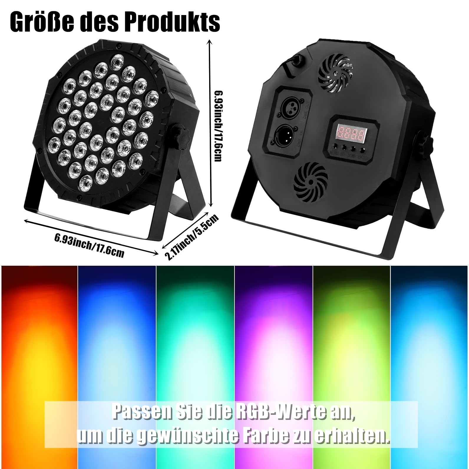 Par Licht Bühnenlicht, 36 LED RGB Partylicht Strahler Discolicht DMX Scheinwerfer mit Fernbedienung 4Modi Light für Bar, Bühnen, Party, DJ, Halloween, Weihnachten - 8Packs