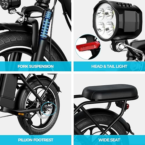 Miniatura 6 de Windhorse Patinete eléctrico plegable con motor sin escobillas de 350 W, alcance máximo de 15 millas y velocidad máxima de 15.5 MPH con neumático