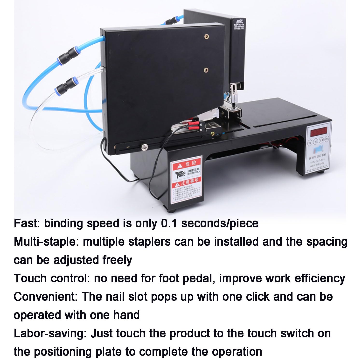 CNC Pneumatischer Hefter, Dual Head Rapid Bindemaschine 35 Blatt Kapazität mit Zähler & Nagelschlitz für Druckhäuser Büros