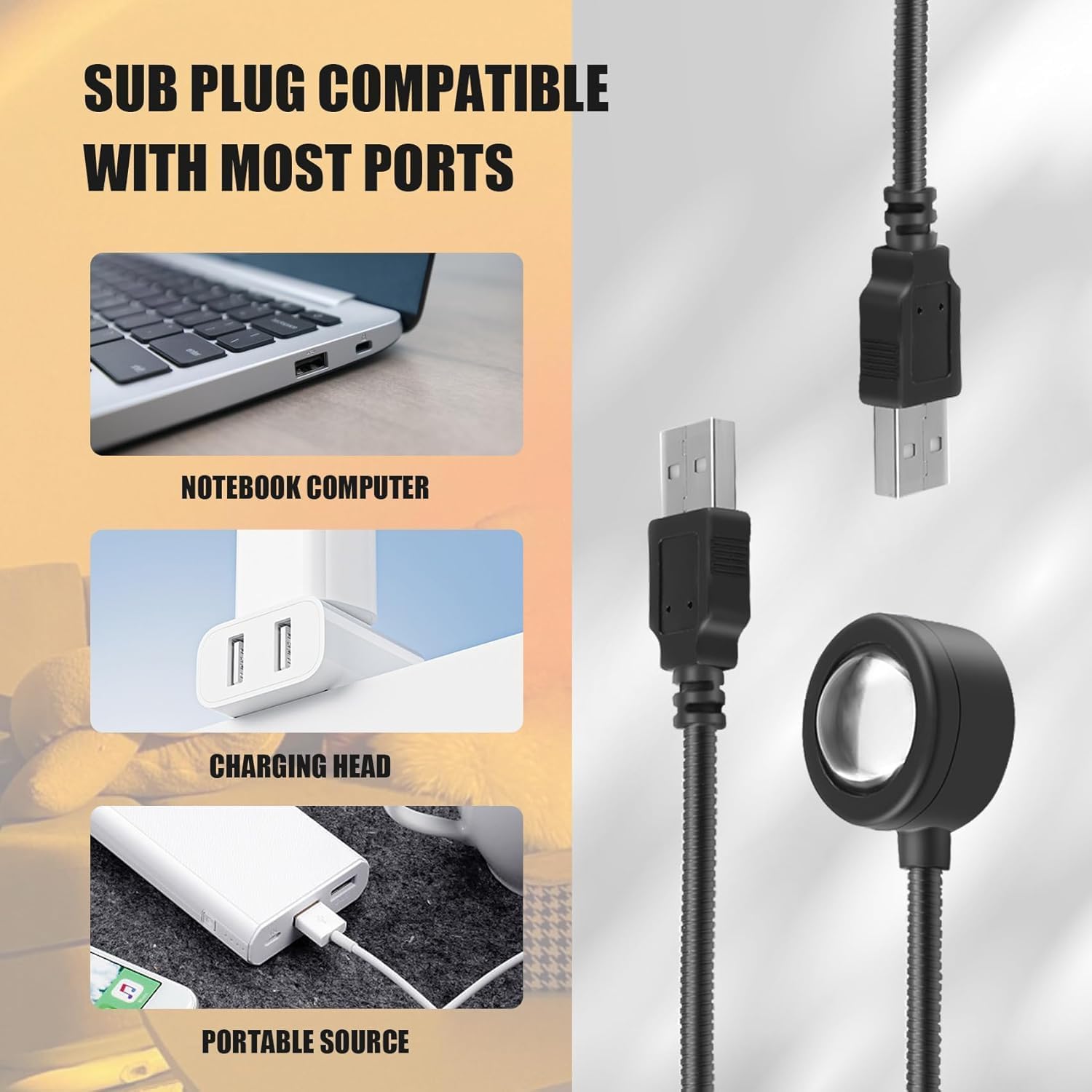 2 lámparas LED ambientales de puesta de sol, luz nocturna, luz ambiental cálida USB, proyector de decoración de fiesta de cumpleaños, luz de estado de ánimo portátil para dormitorio