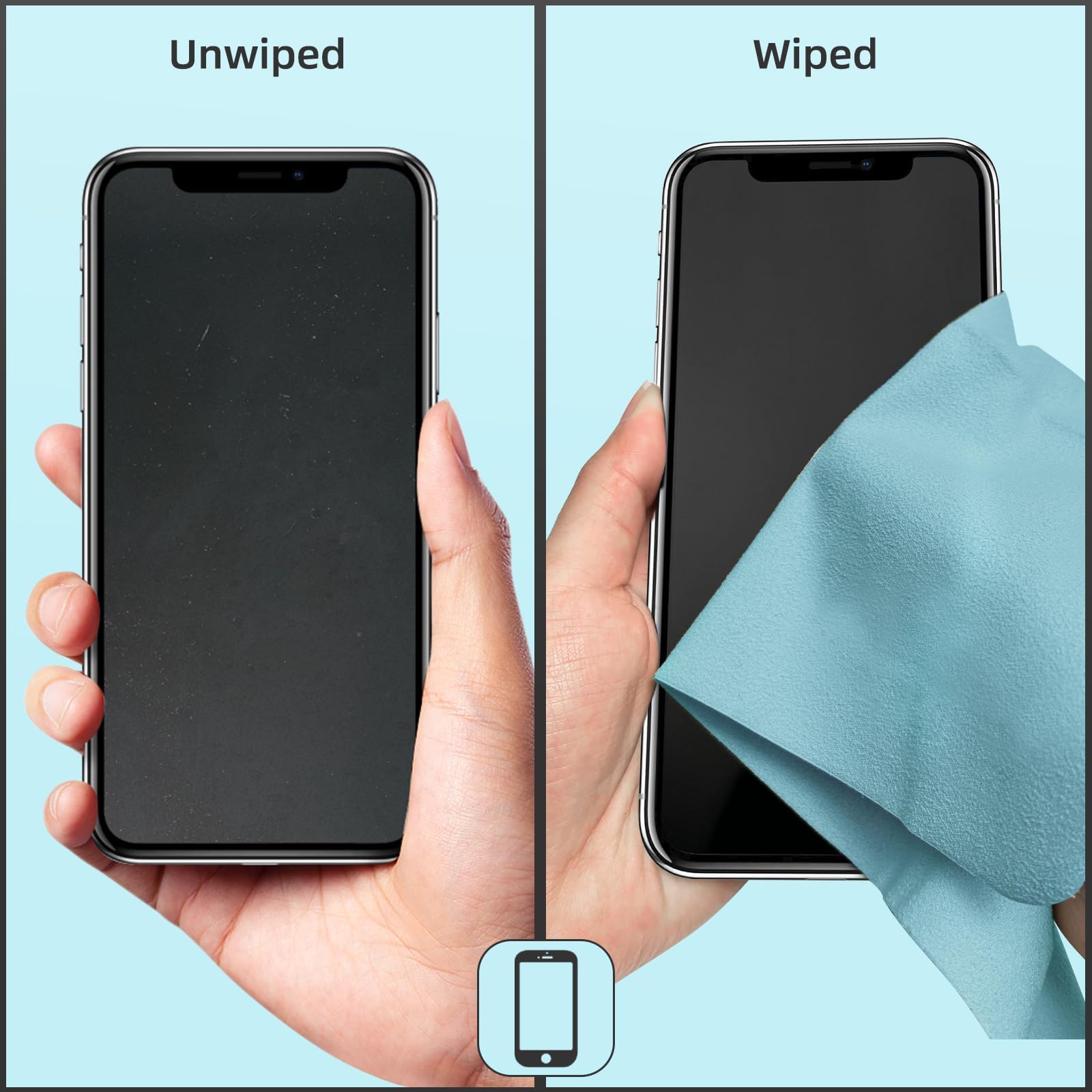 Paño de gamuza para gafas, 15.8 x 15.8 pulgadas, paño de limpieza extra grande, lavable, duradero, material ultrafino de alta tecnología de calidad para gafas, lentes, electrónica y pantallas, espejos