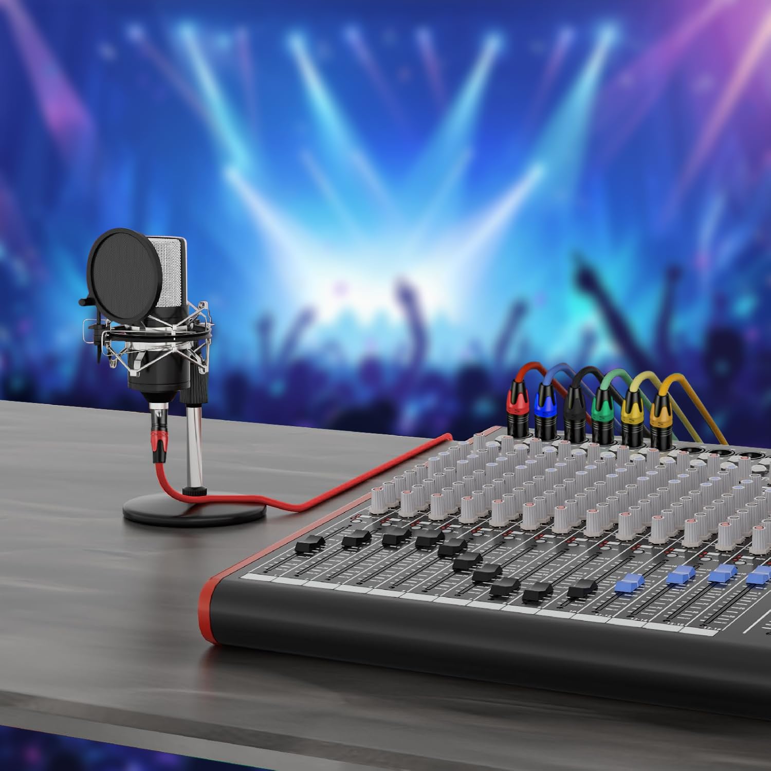 Confezione da 4 cavi da XLR maschio a XLR femmina, cavo professionale bilanciato per microfono, cavo di prolunga per microfono (blu, rosso, giallo, blu)