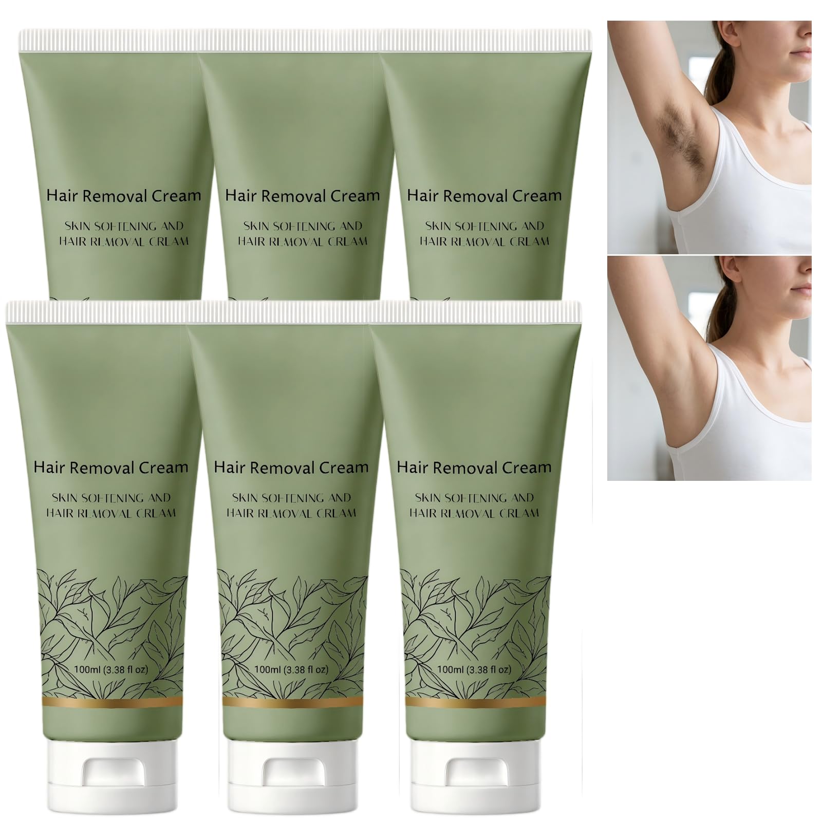 Crema depilatoria uomo donna, depilazione maglia gambe ascelle viso corpo formula botanica morbida idratante depilazione rapida, labbro superiore zona intima, cura pelle molto sensibile (6 pezzi)