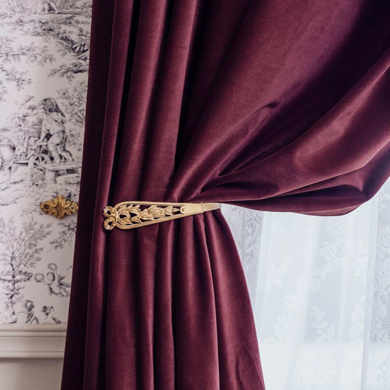 Colcolo Fermatenda per Tende Gancio Fermacurva Supporto Decorativo Staffa da Parete Metallo Durevole Top Ornamentale Motivo a Fiori Eleganza Classica Adatto, Gancio Per Tenda Dorato, Stile A