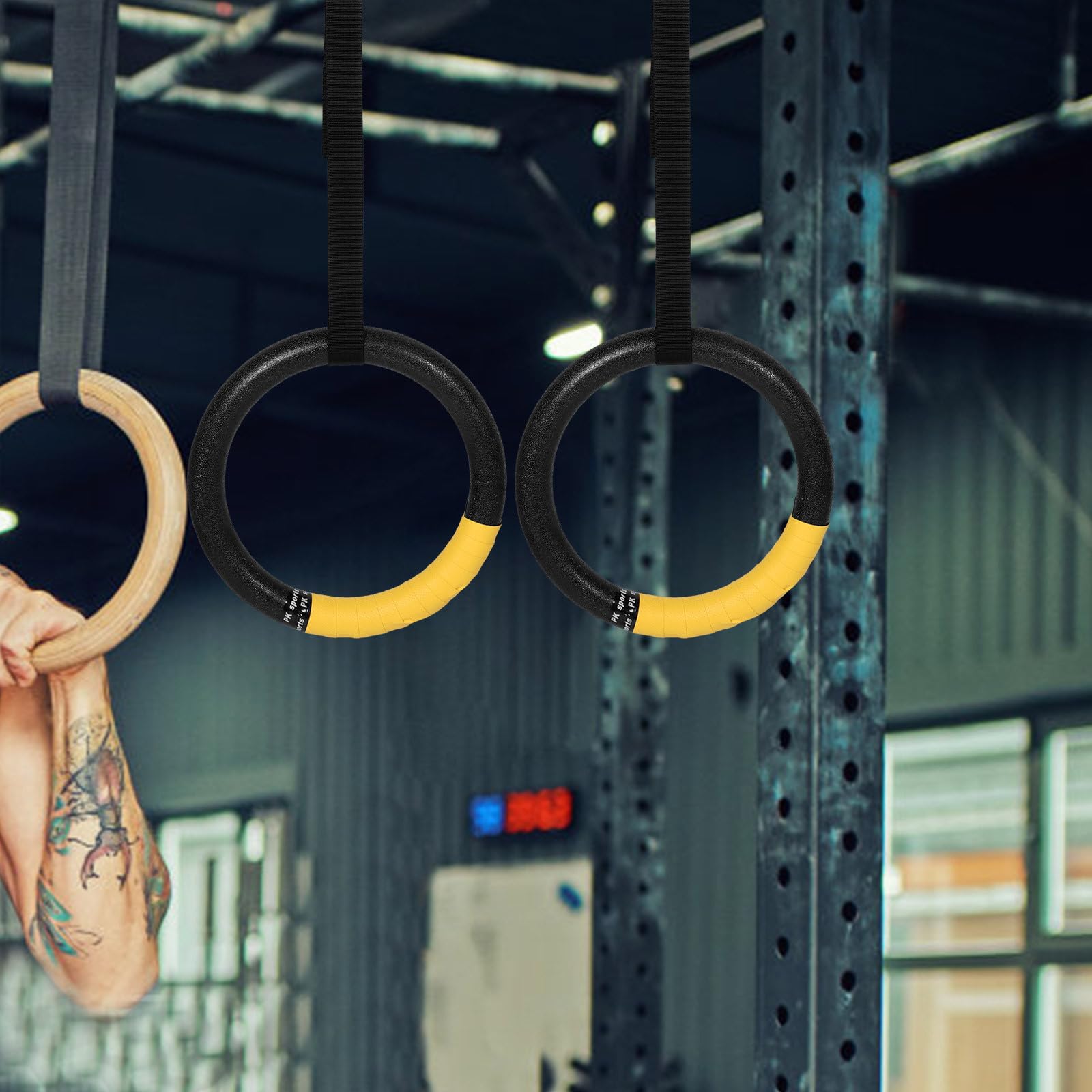 Anelli da Ginnastica per Trazioni in Abs con Cinturini Regolabili per Allenamento Versatile a Casa e Palestra per Rafforzare Addominali e Muscoli con Portata 250kg