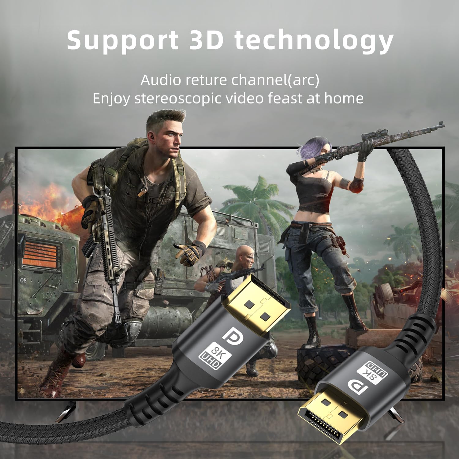 Cavo Displayport 8K da 9,1 m 1,4 - DisplayPort ad alta velocità [8K a 60Hz, 4K a 144Hz, 2K a 240Hz] Supporta 32,4 Gbps, ed è utilizzato per HDR, FreeSync G-Sync, monitor da gioco PC TV