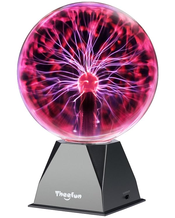 Theefun Plasma Ball: 8 Inch Huge Plasma Globe Birthday Gifts Touch & Sound Sensitive Ball Lamp Electric Lightning Novelty Light for Parties, Home, Prop, Room Decoration by Theefun - Used condition - US$41.85