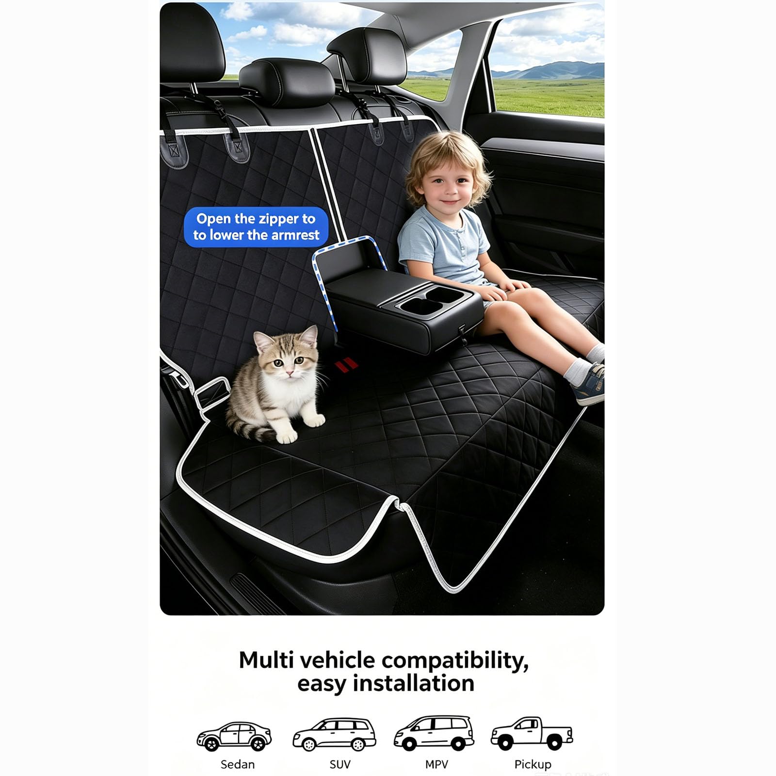 Hundedecke Auto Rückbank, für Cupra Born I 2021-2025 Hunde-Autositzbezug Vielseitiger Wasserdicht Und Kratzfest Rückbank Rutschfester
