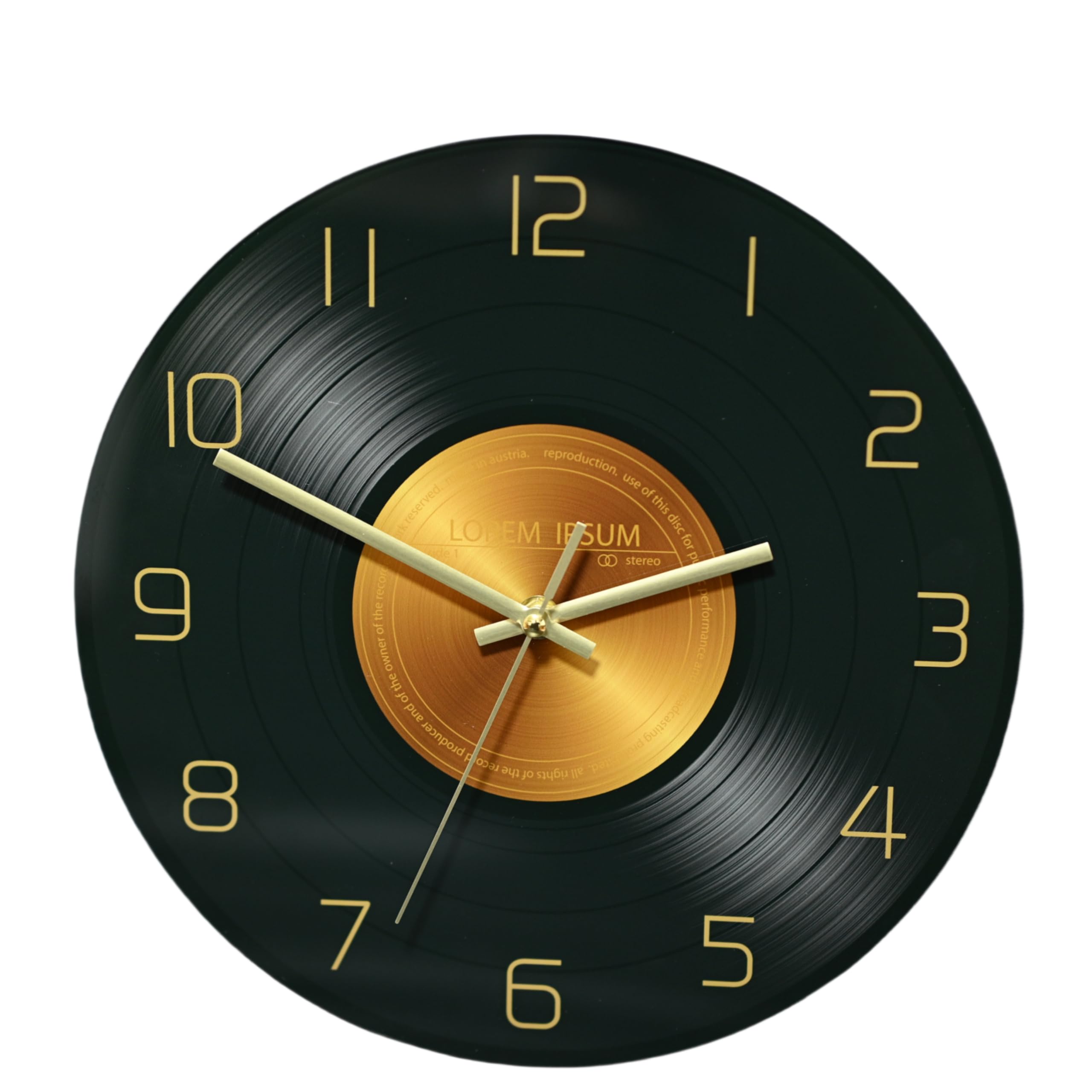 Horloge murale silencieuse pour salon en verre motif musique