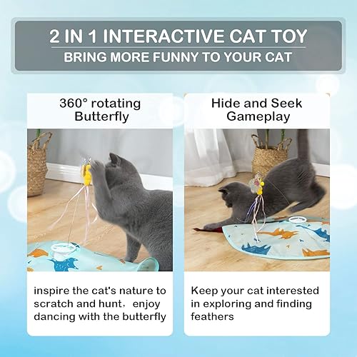 Miniatura 2 de Juguetes interactivos recargables 2 en 1 activados por movimiento para gatos de interior, juguete de persecución de gatos de motor de larga vida