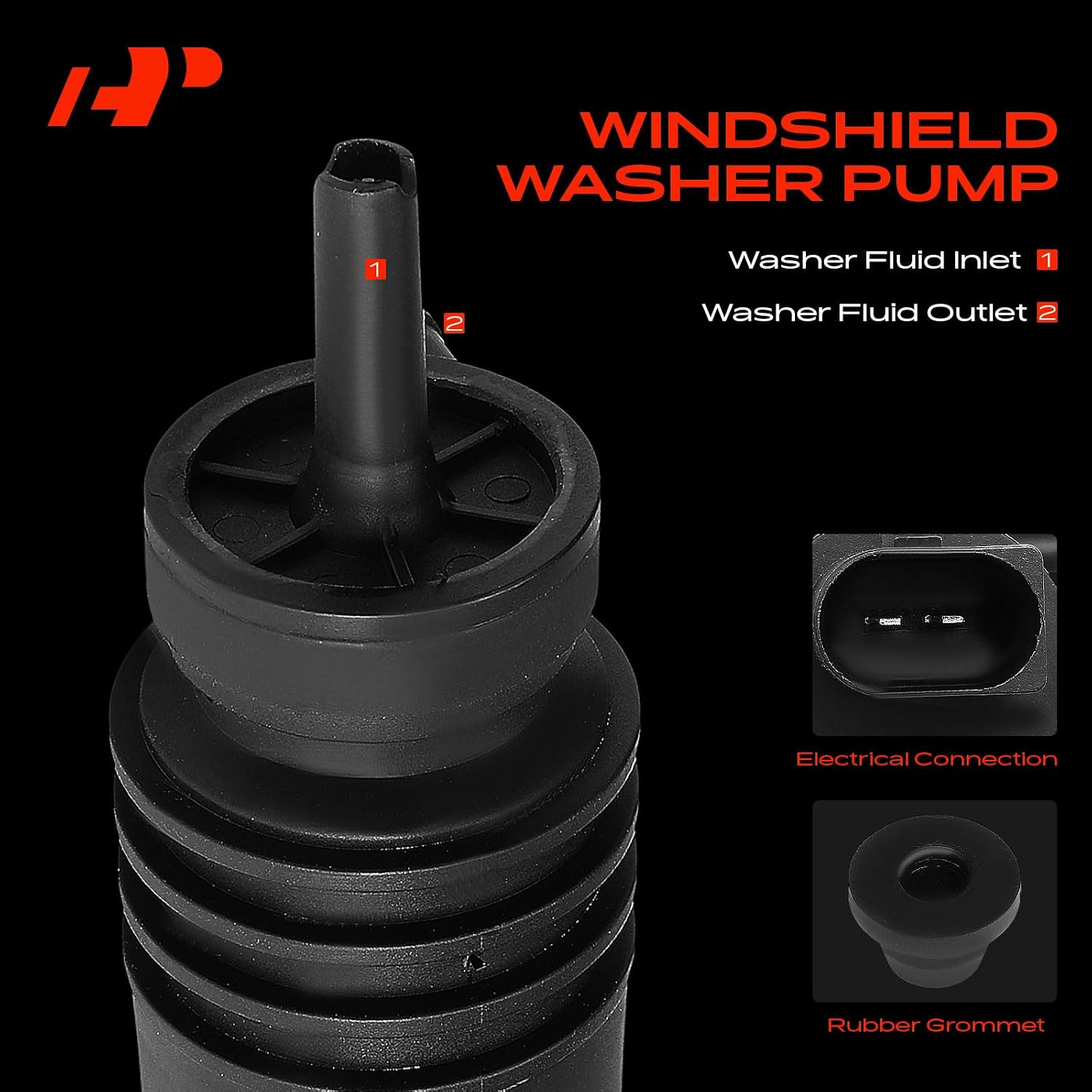 A-Premium Windshield Washer Pump Compatible with BMW 328i, 325i, 325xi, 330i, 330xi, 323i, 325Ci, 323Ci, 323is, 328Ci, 328is, 330Ci, X5, 530i, 540i, 528i, 525i, X3, 740i, 740iL, 750iL, 745i, 760Li