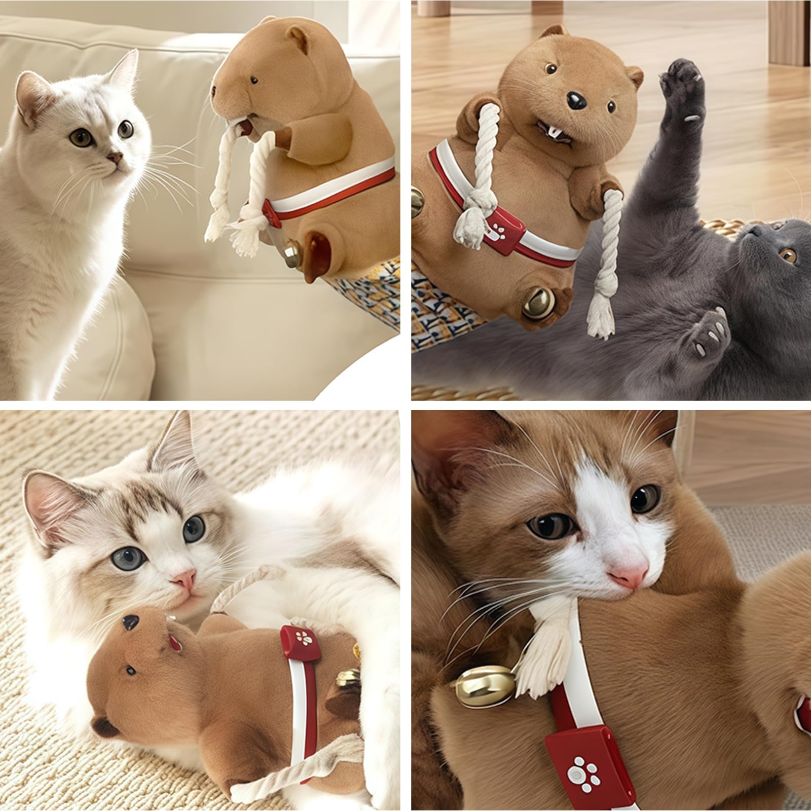 Katzen-Wrestling-Handschuh, marioneta de Lucha para Gatos con Acolchado Resistente para un Juego Interactivo Seguro, Juguete con Teaser para Gatos y Campana para Entrenamiento