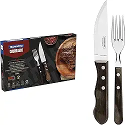 Jogo de Talheres Para Churrasco 12 Peças, Tramontina, 21199996, Castanho