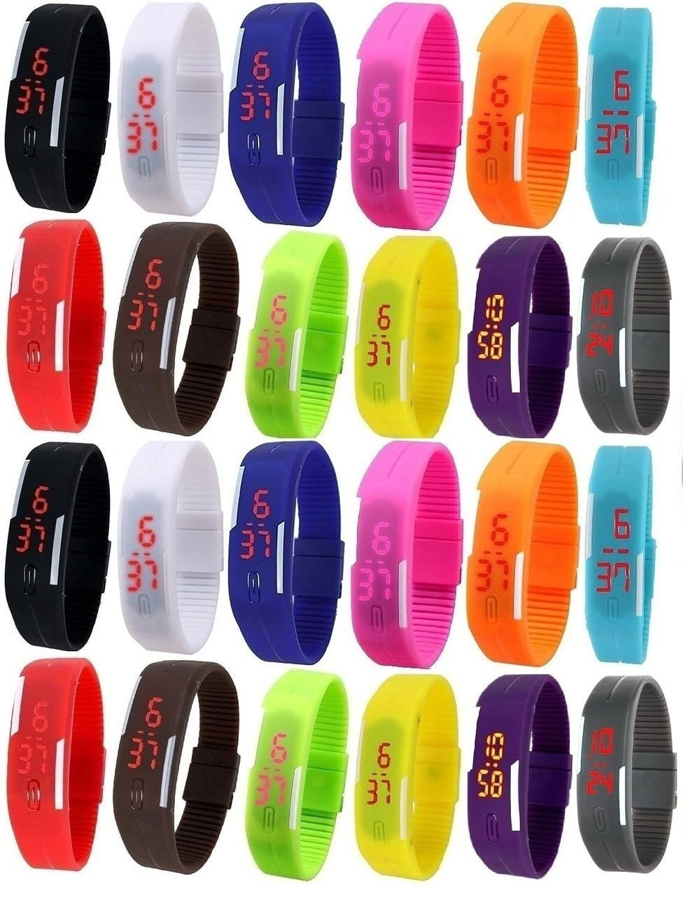 Kids Favourite Sports Pack of 24 Unisex Digital Led Band Watches Quality assured gift items for kids Birthday Party Return Gifts