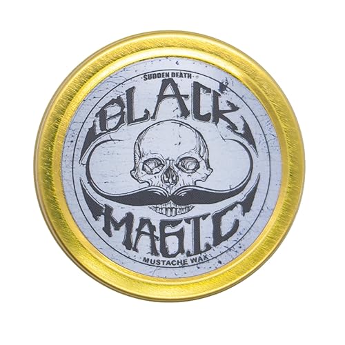 Black Magic - Cera para bigote Muerte súbita Oculta el cabello gris en la barba o el bigote Lata fuerte de 1 onza No requiere fuente de calor