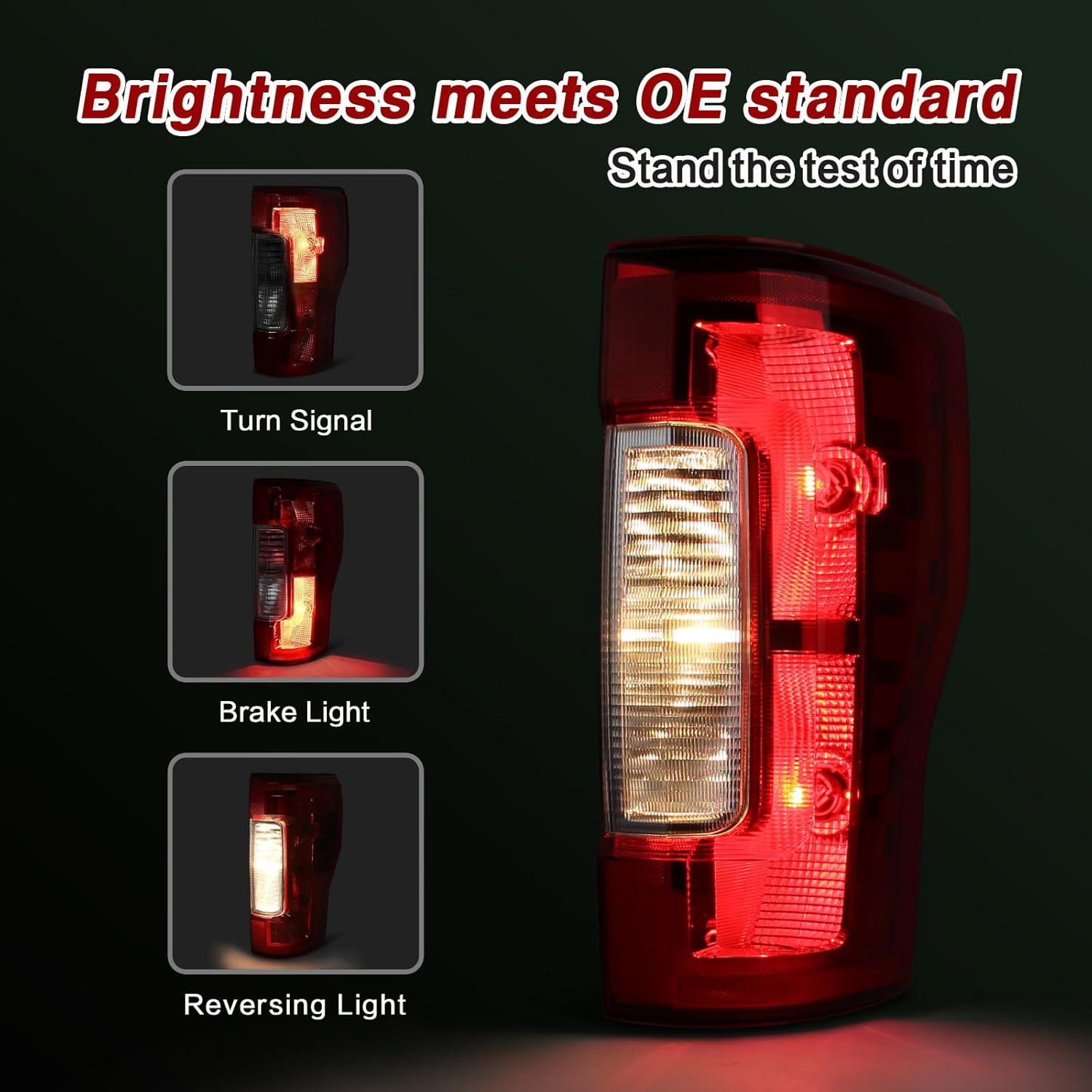 Tail Lights Compatible with Ford F250 F350 XL,XLT 2017 2018 2019 Super Duty Rear Brake Lamp Signal Assembly Replace HC3Z13404D,HC3Z13404F,FO2801256(Halogen W/O Blind Spot, Right Passenger Side)