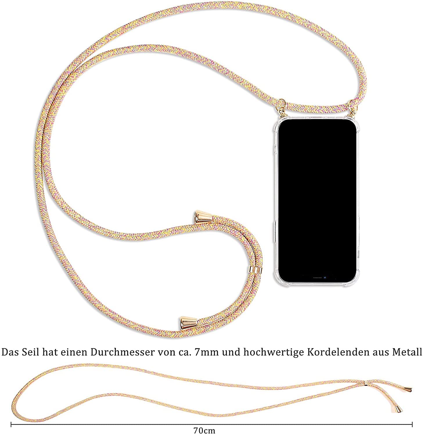 YAMCCCSE Custodia per Cellulare Girocollo per Oppo A77 5G/Realme Narzo 50 5G Tracolla - Collana/Necklace Cordoncino,Practical Stylish Trasparente