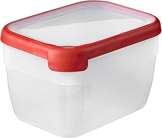 CURVER Boîte Grand Chef - Alimentaire Transparente Rectangulaire Plastique - Grande Capacité 2,4L - Boîte Conservation Tous Types d'Aliments - Adapté au Micro-Ondes, Lave-Vaisselle, Congélateur- Rouge