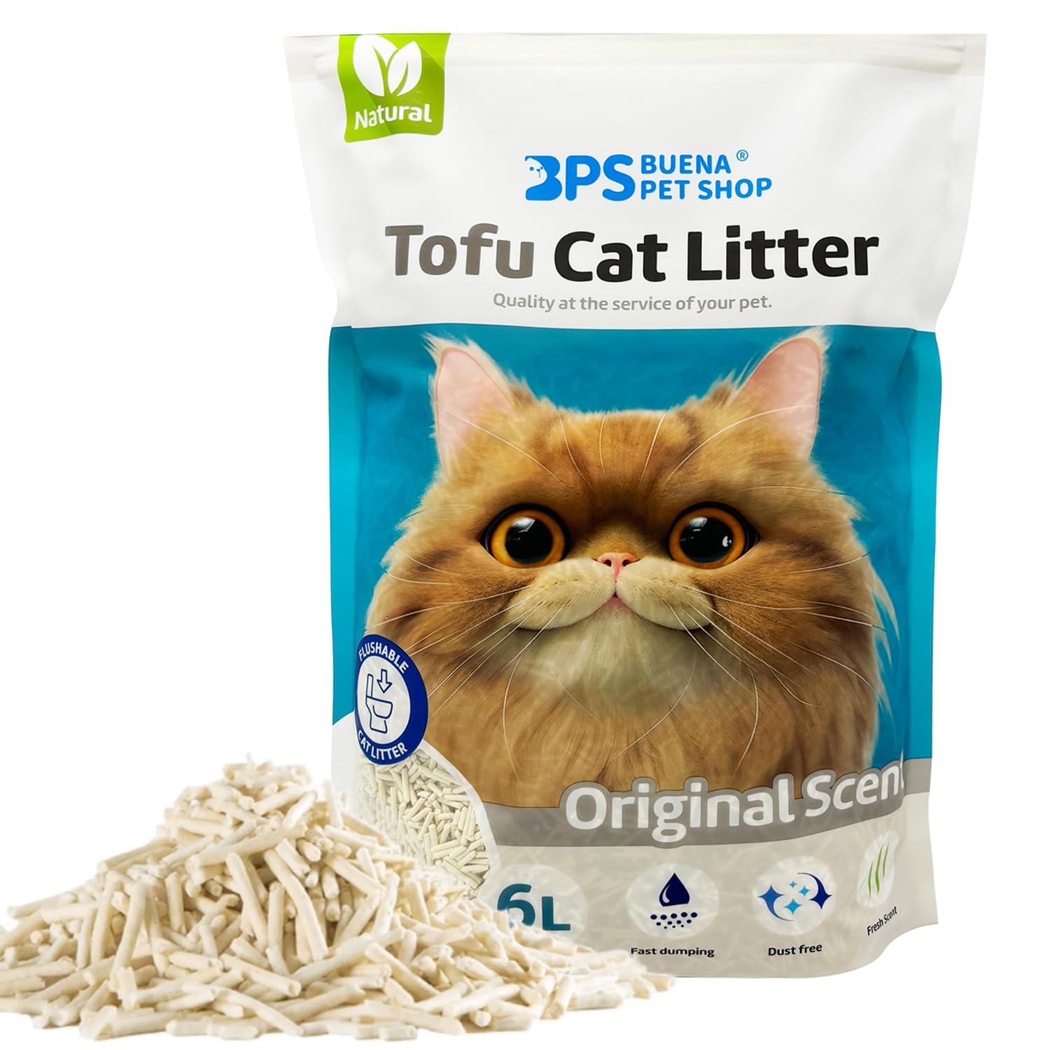 Lettiera Per Gatti Al Tofu Agglomerante - Biodegradabile, Senza Polvere, Smaltibile In WC - Foto 8