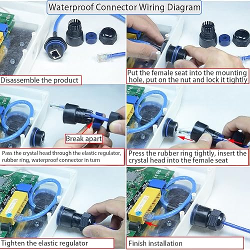 Miniatura 7 de 2 piezas de montaje en panel RJ45 conector impermeable M25 Cat55e6 Ethernet LAN Cable acoplador con escudo Cat6 cable de red LAN al aire libre