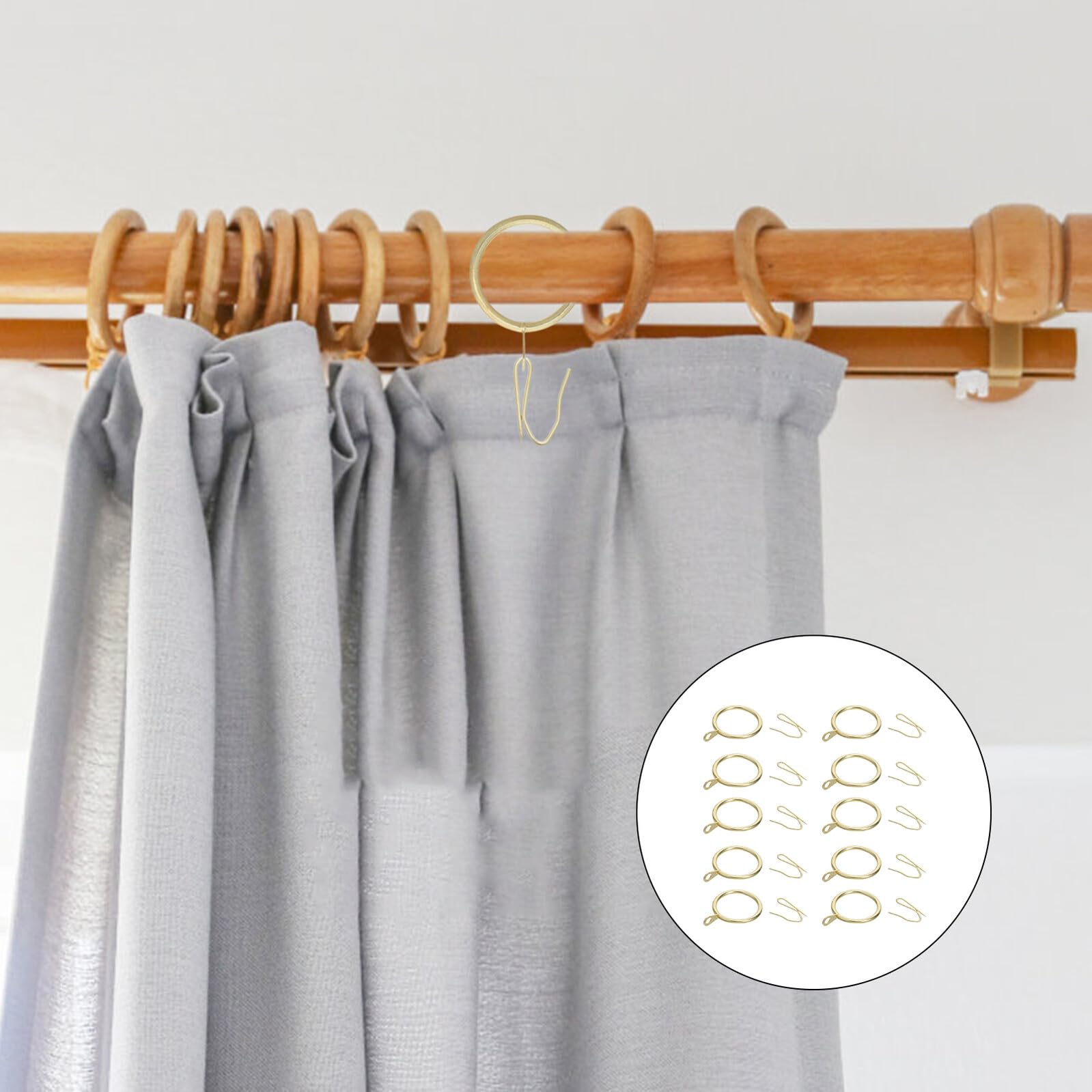 Anelli per Tenda Doccia con Occhielli e Ganci 100 Set in Metallo | Accessori Bagno Oro, Resistenti allo Strappo e Caduta, Facili da Installare, per Finestra e Porta