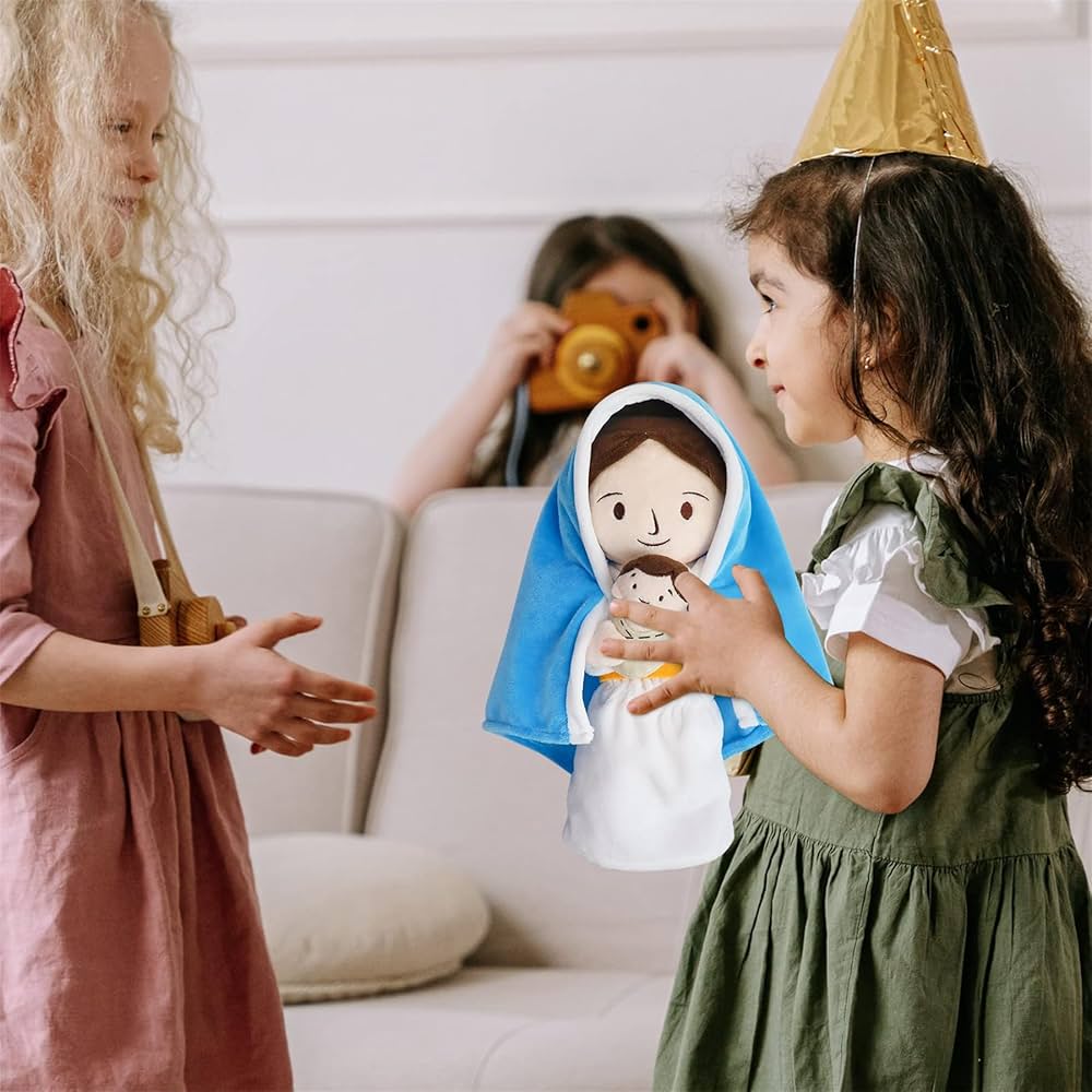 Jouet éducatif Foi Chrétienne Peluche Jésus 32 Cm - Poupée Religieuse Vierge Marie - Cadeau Baptême Communion Peluche éducative Chrétienne