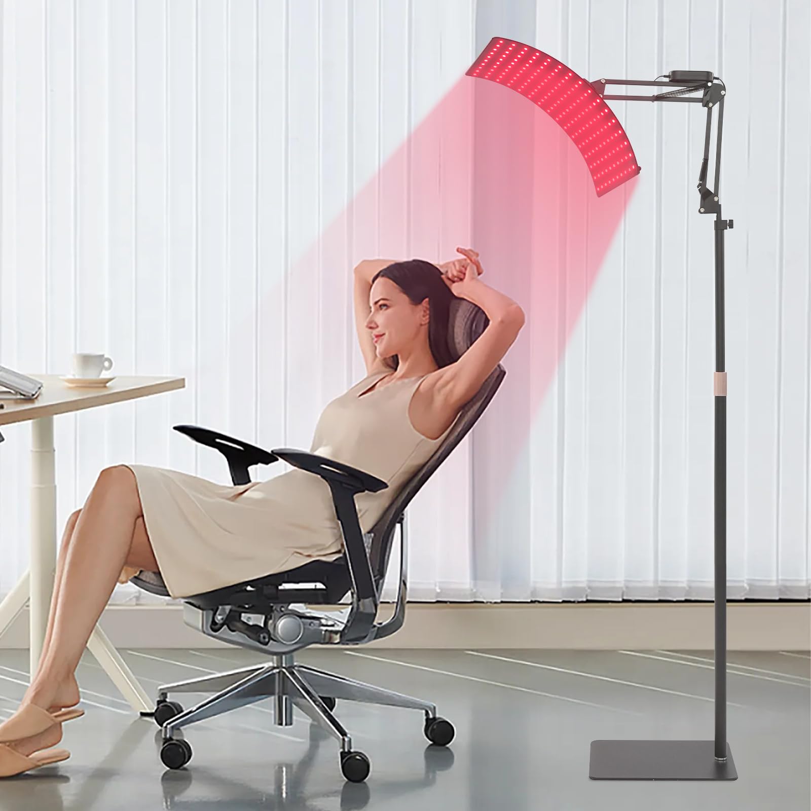 Rotlichtlampe 660nm/850nm mit Ständer und Timer, LED-Infrarotlampe 80W dimmbar, Höhenverstellbar 180cm, Pulsmodus, großes Bestrahlungsfeld für Schmerzlinderung & Hautpflege