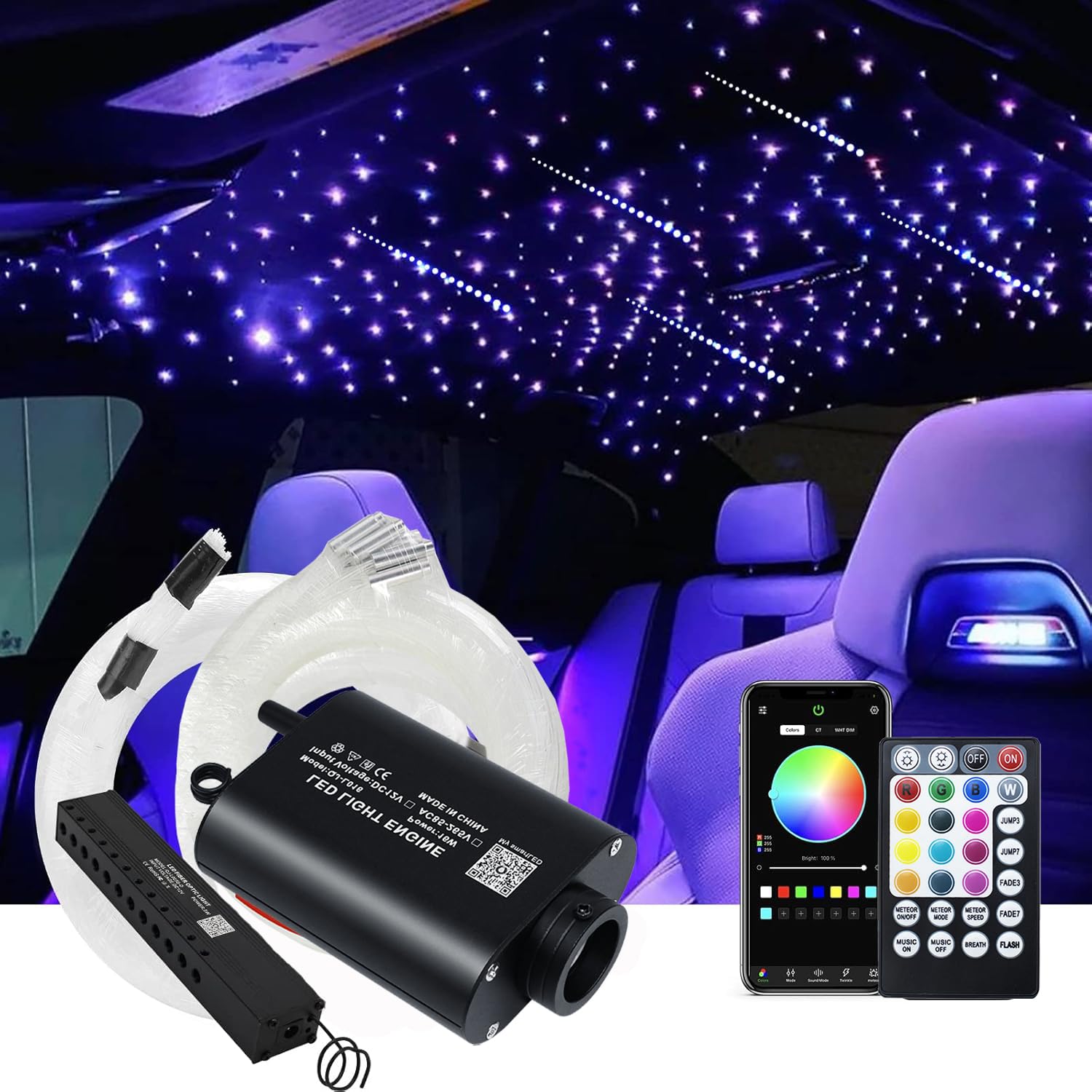 AMKI 16W 450pcs 0.03in 9.8ft Fiber Optic Starlight Kit with Pure
