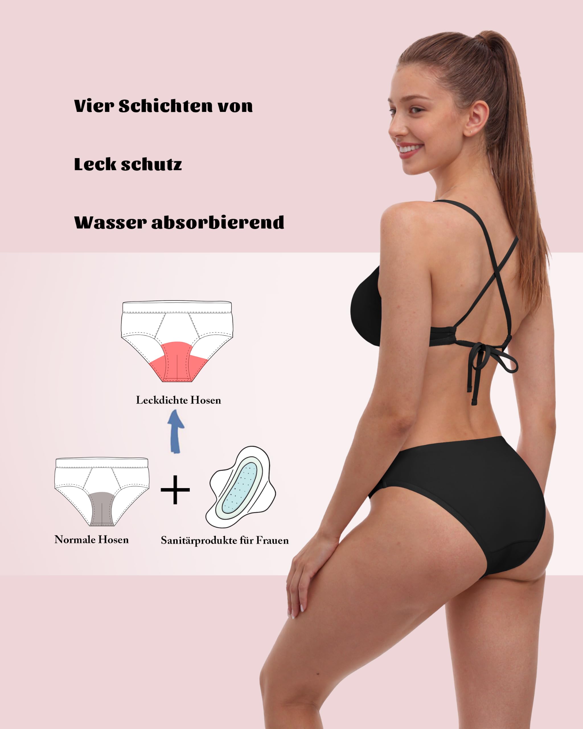Zweiteiliger Perioden Bikini mit Spaghetti-Trägern für Damen | Herausnehmbare Pads, saugfähiger Zwickelbereich, niedriger Bund, elastischer Sitz, weiches Material, Pool und Strand