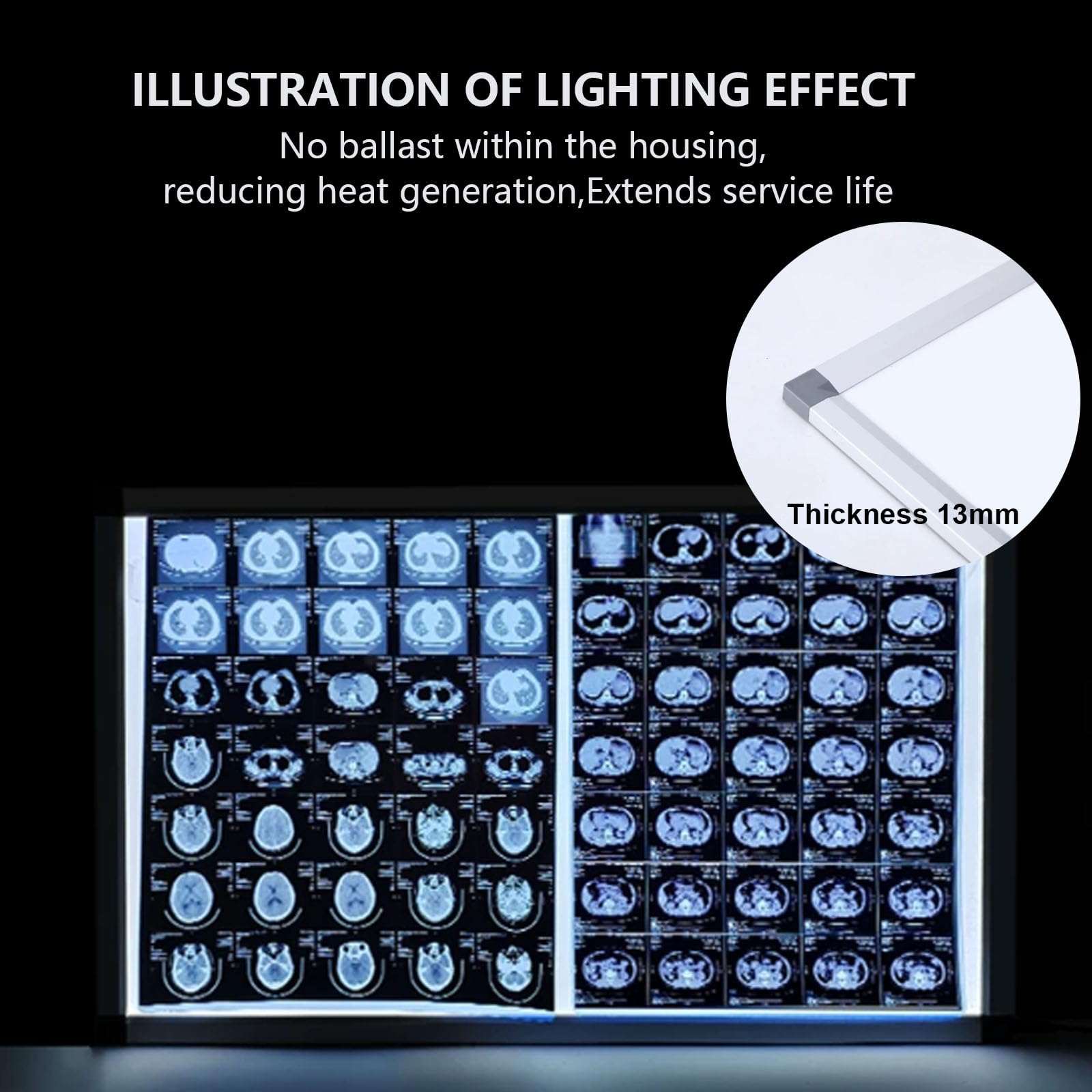 Iluminador LED de rayos X para montaje en pared, 13 mm de grosor, fuente de luz para hospitales, laboratorios, clínicas, dimensiones: 41 x 47,5 x 1,3 cm