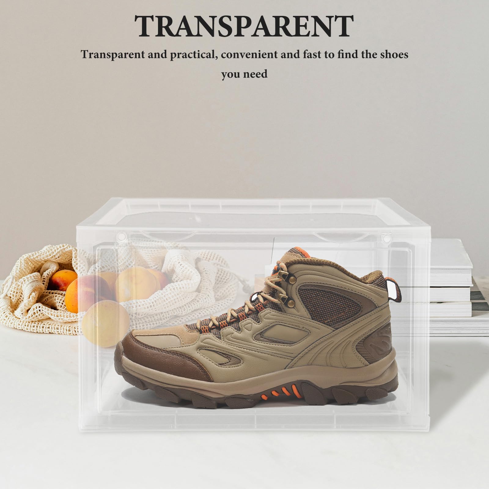 Caja Transparente para Guardar Zapatos Apilable de Acrílico con Puerta Lateral Magnética, Organizador Rígido Versátil para Zapatillas en Hogares y Oficinas