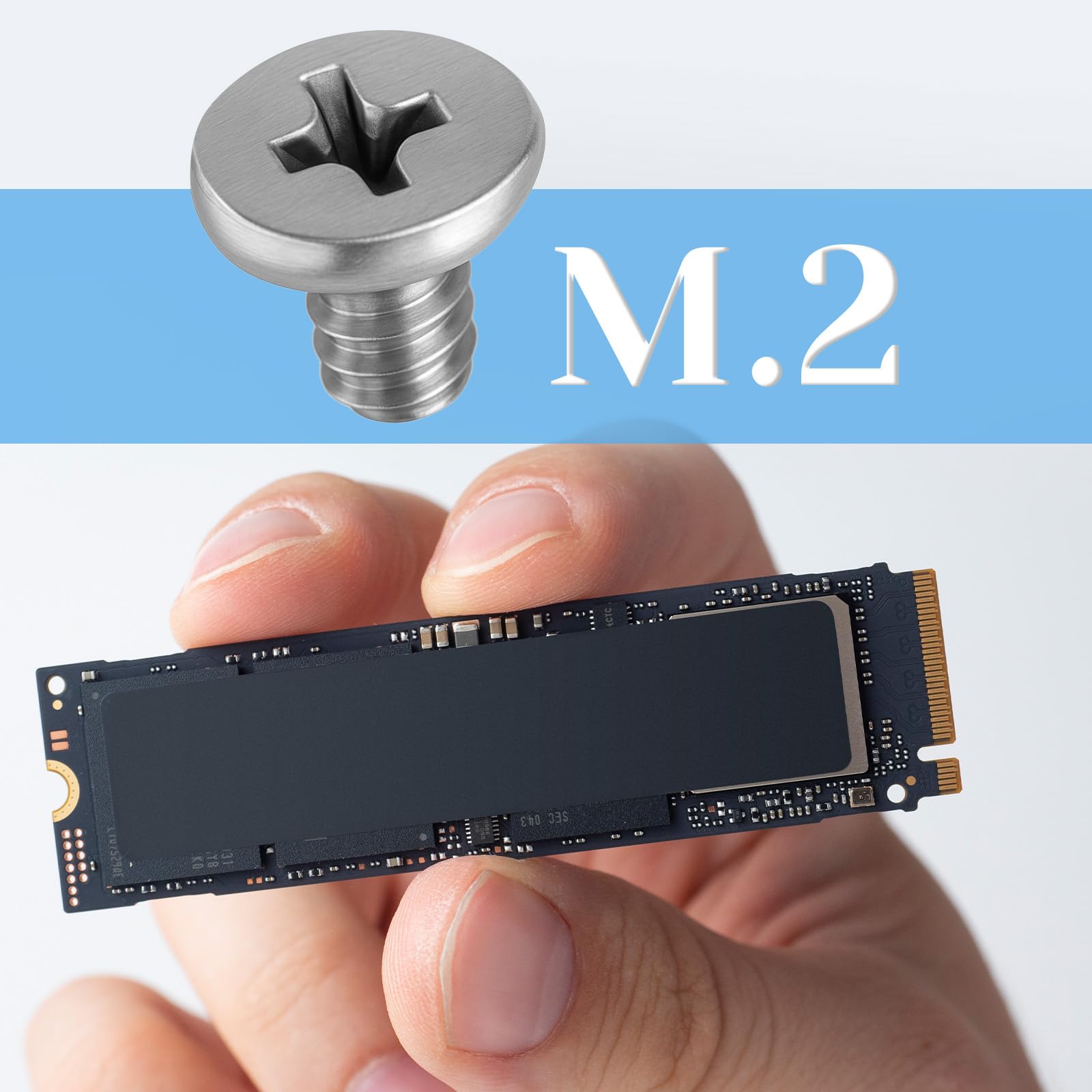 50 piezas de juego de tornillos M.2 para PC, kit de tornillos de montaje M2 X 3 mm M.2 SSD NVMe para montaje de SSD M.2 para laptops, tornillos de montaje NVMe para computadoras, tornillos para