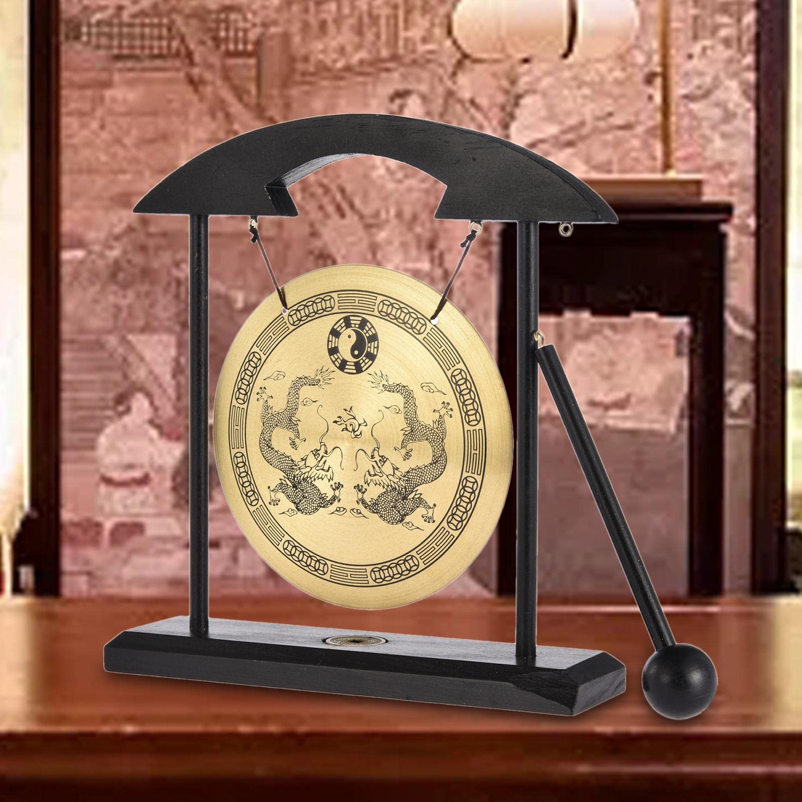 Wind Gong – Gong facile da pulire con martello e supporto, comodo strumento per la guarigione del suono, strumento per la cura del suono, strumento per l'apprendimento orientale, 4,92 in