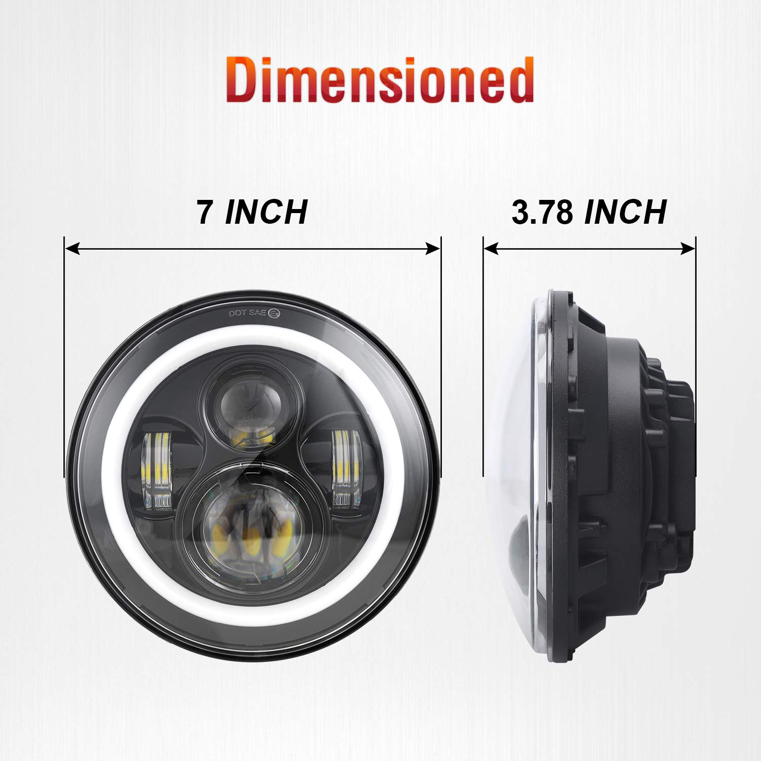 Dot Approved 7inch LED Headlights with White DRL/Amber Turn Signal + 4 inch LED Fog Lights with White DRL Halo Ring for Jeep Wrangler 97-2017 JK LJ Tj