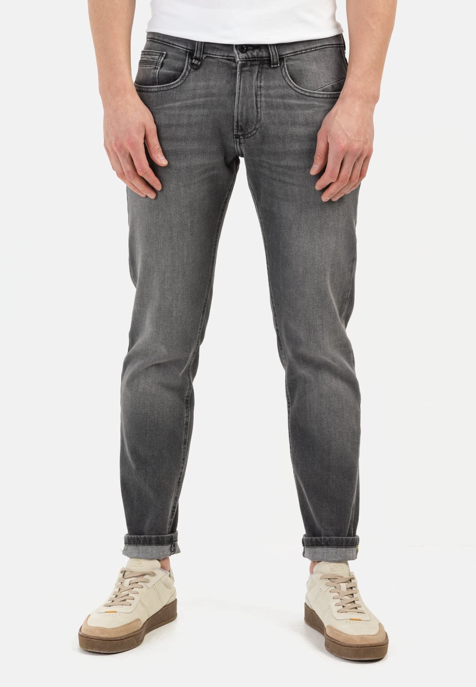 camel active Herren Slim Fit Raw Denim | 5-Pocket Denim im Slim Fit aus Baumwolle und Zwei-Wege-Stretch, robust und strapazierfähig für den Alltag