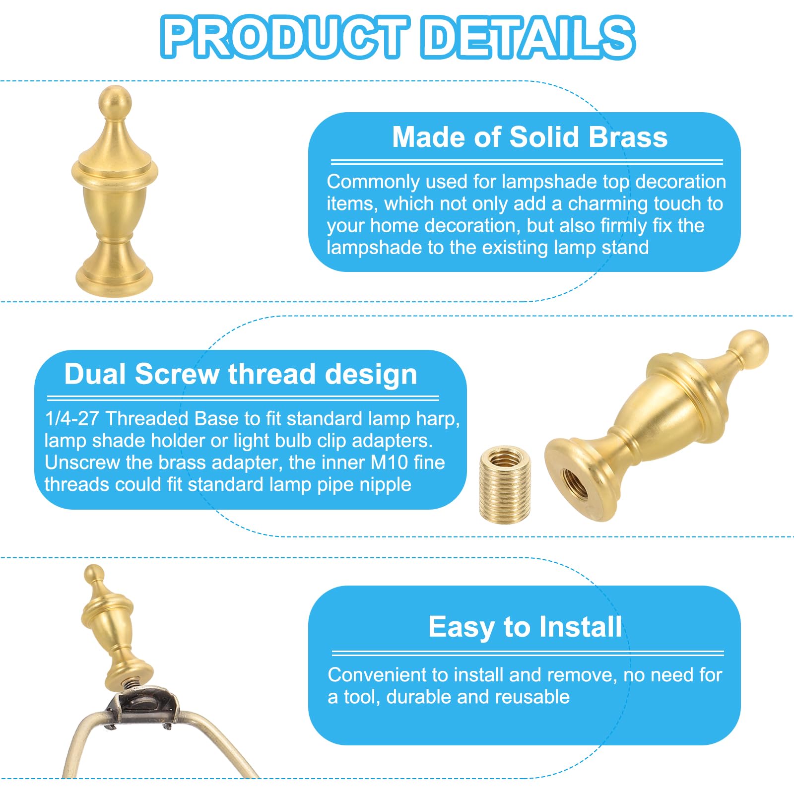 PATIKIL 28.5 x 70mm Lamp Finials Caps Knob - Image 4