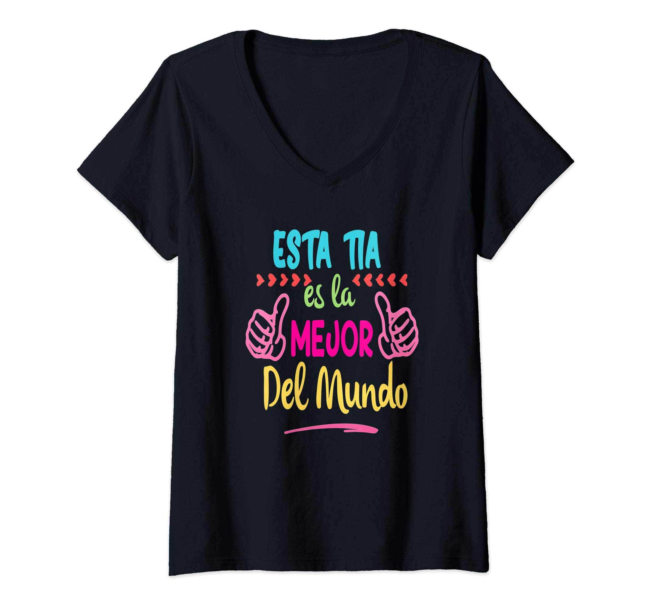 Womens Dia de las Madres- La mejor Tia del Mundo-Gift en espanol V-Neck T-Shirt